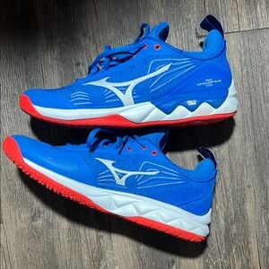 Mizuno Blue and Red Athletic Shoes